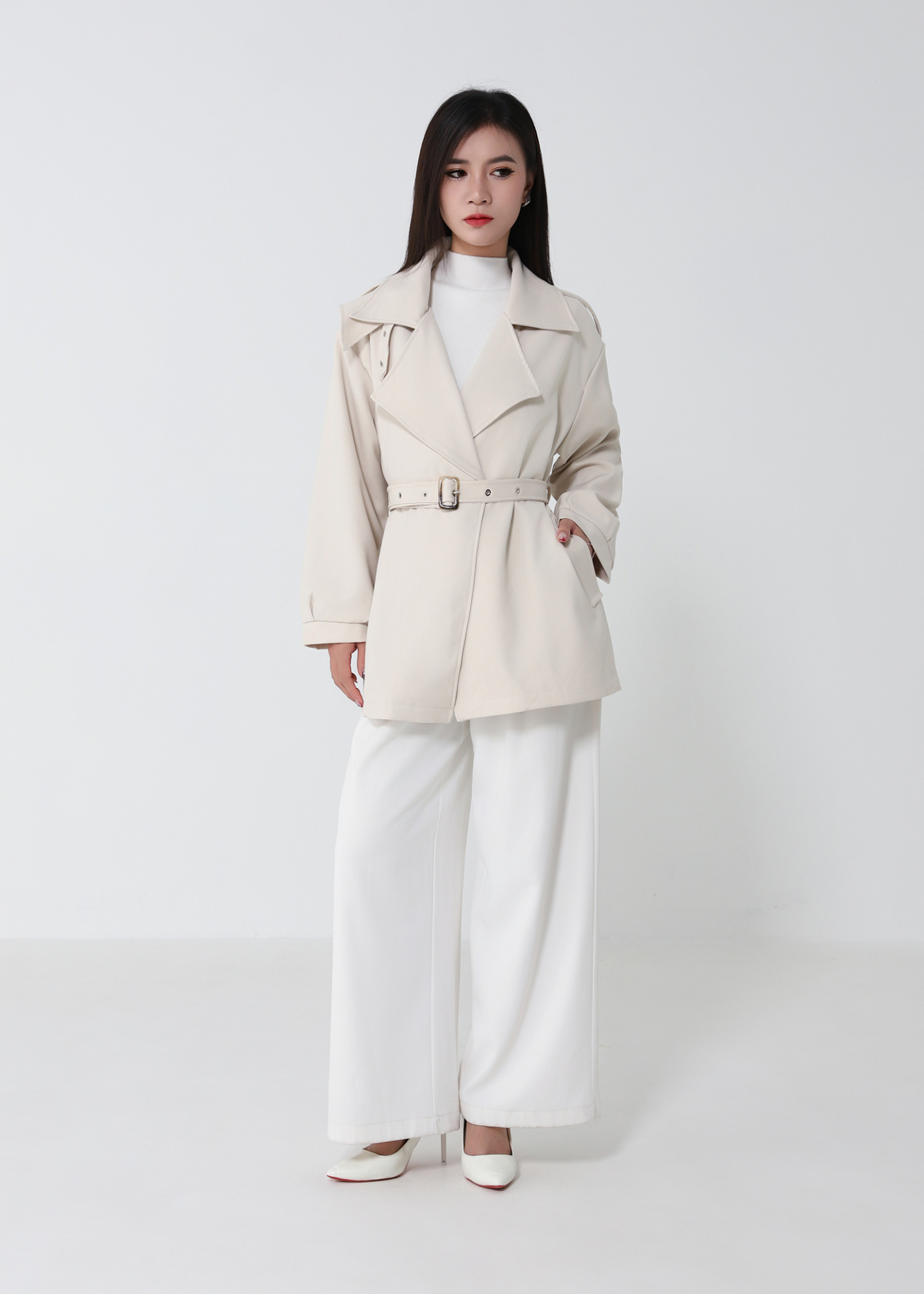 Belted Mid Length Trench Coat DJ257