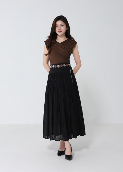 Coin Belt Pleated Skirt DJ260