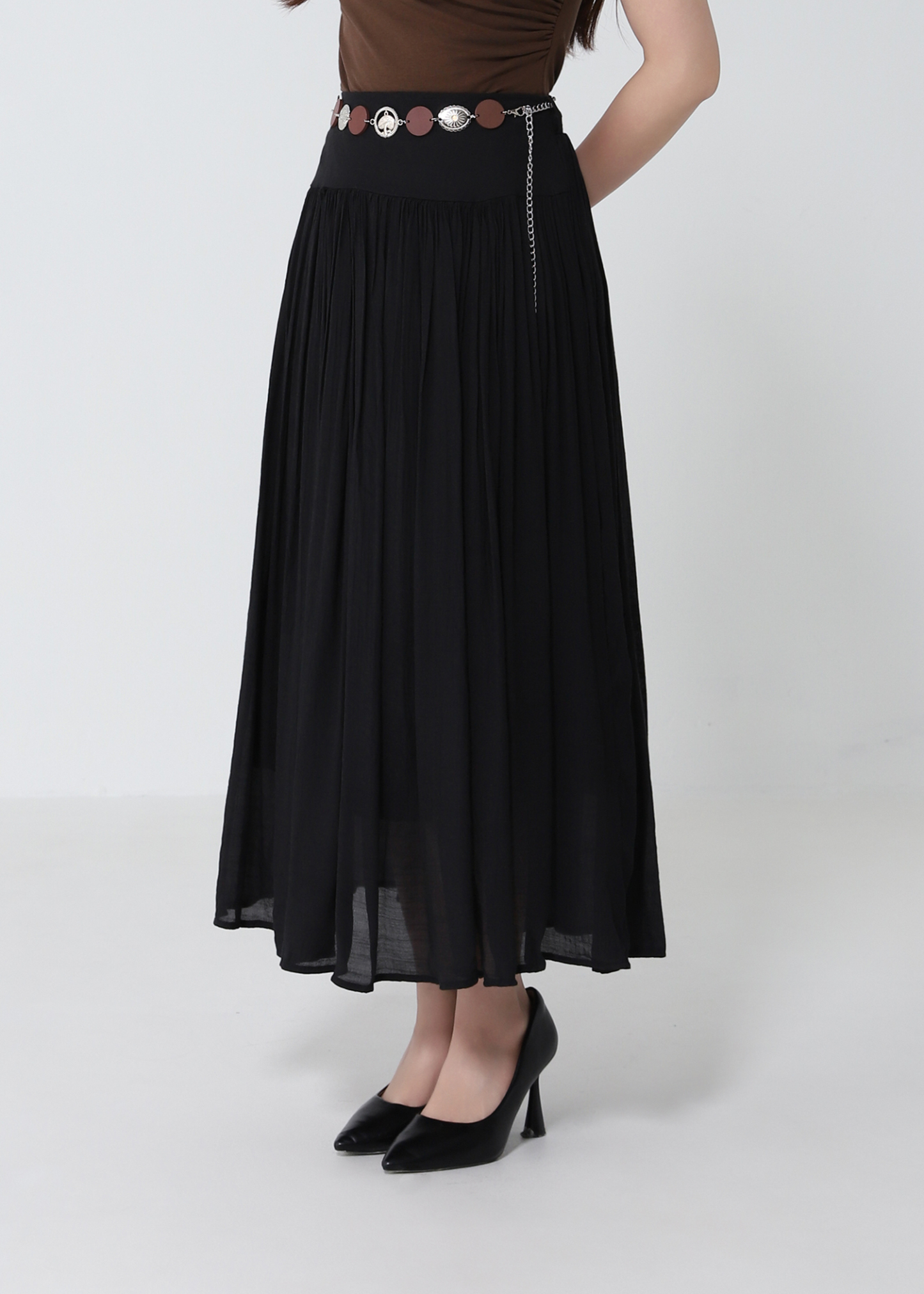 Coin Belt Pleated Skirt DJ260