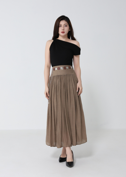 Coin Belt Pleated Skirt DJ260