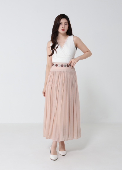 Coin Belt Pleated Skirt DJ260