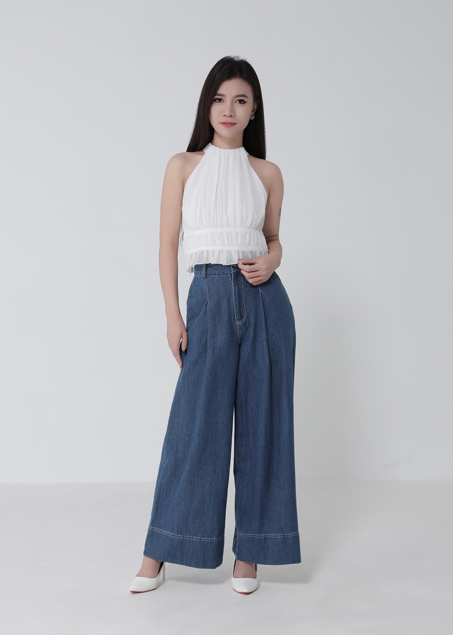 Denim Wide Leg Long Pants DJ269