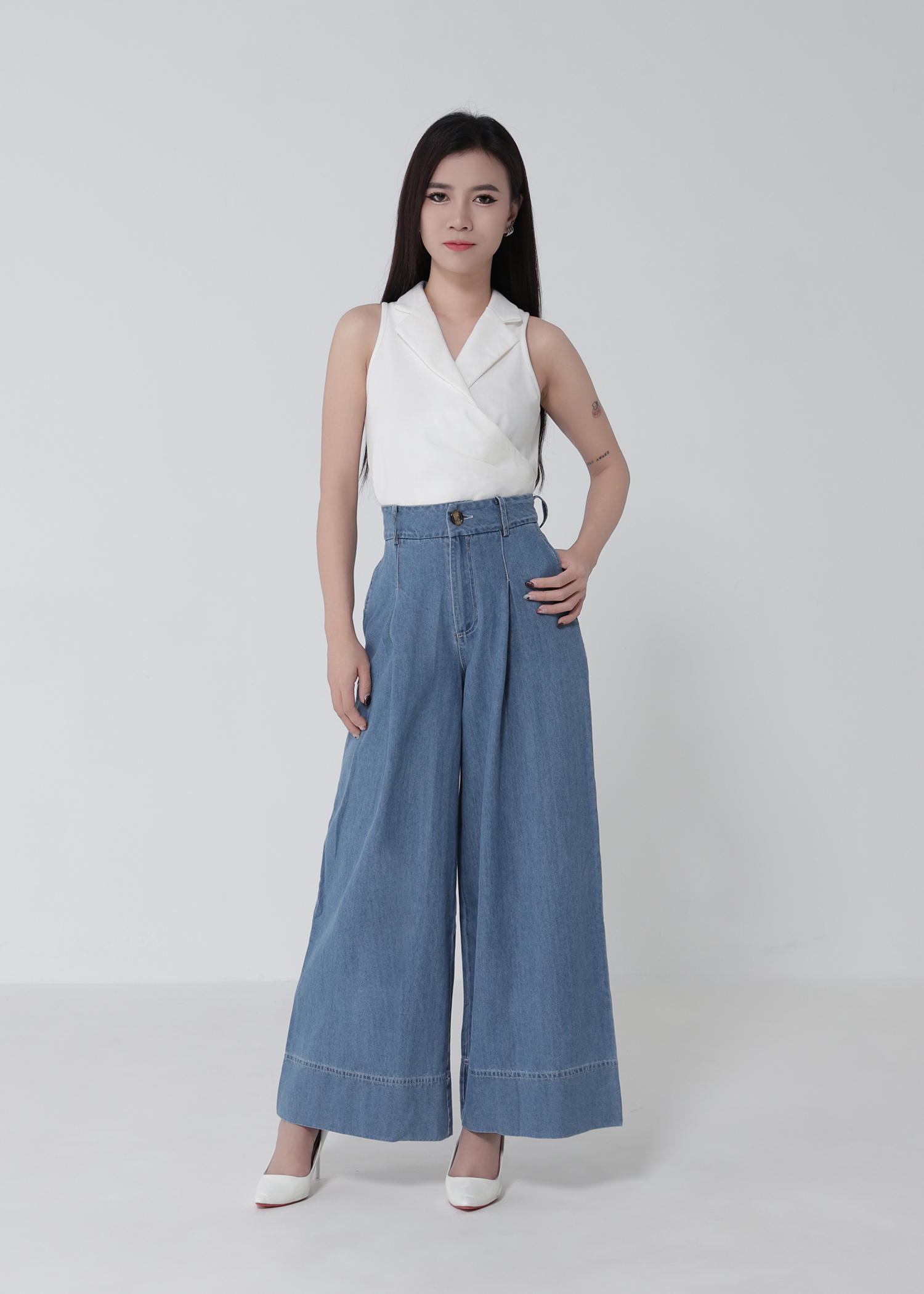 Denim Wide Leg Long Pants DJ269