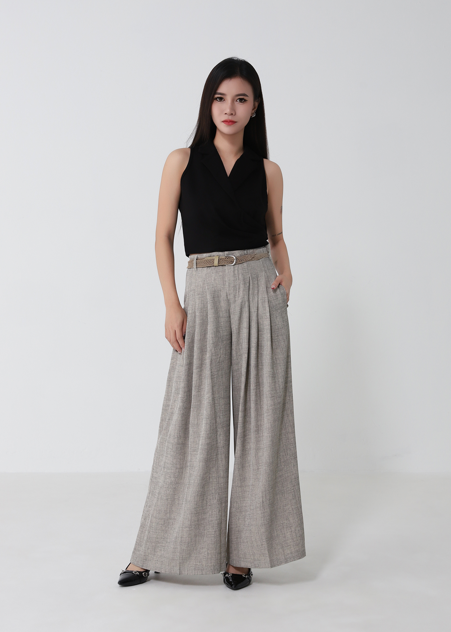 High Waist Wide Leg Long Pants DJ273