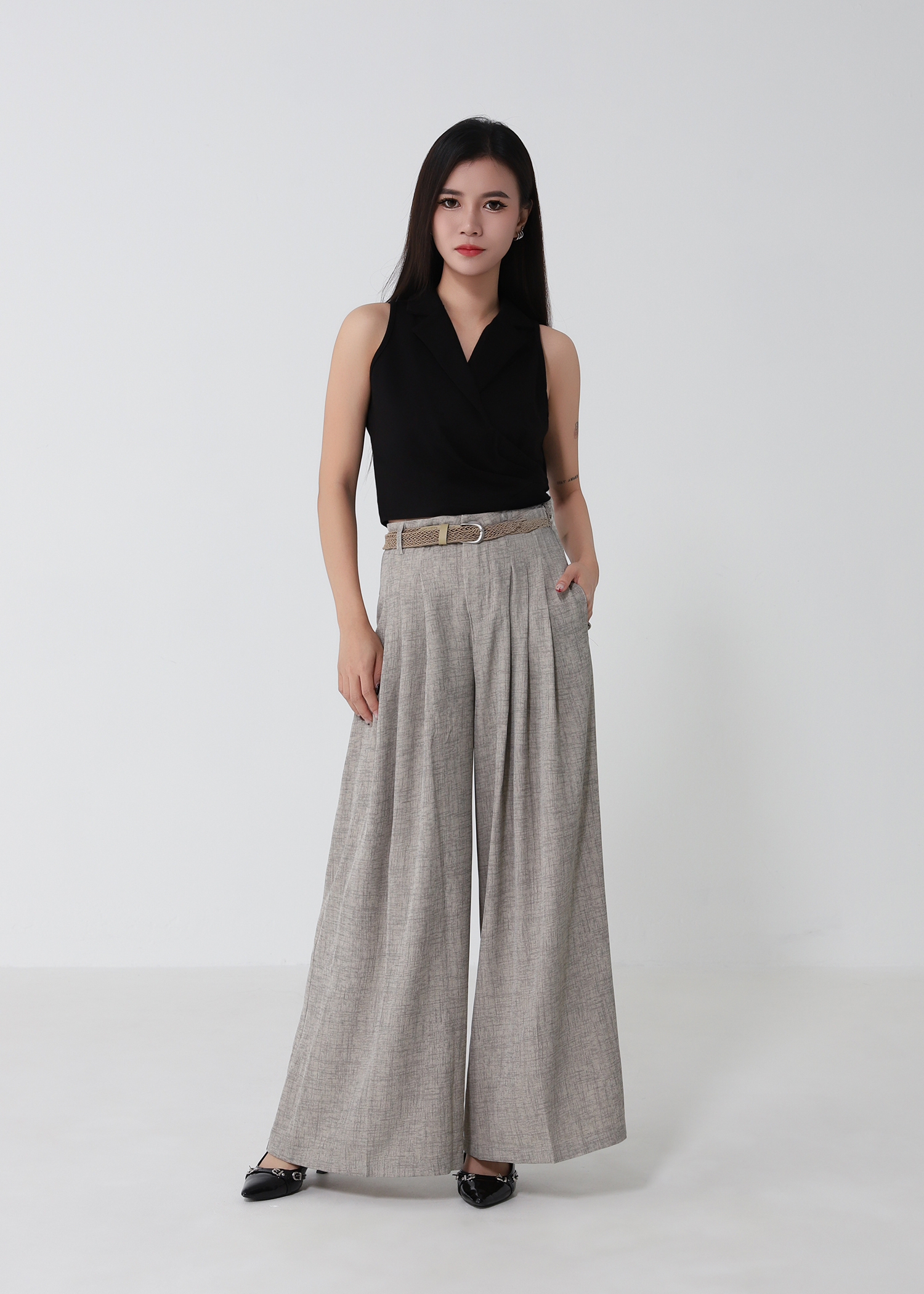 High Waist Wide Leg Long Pants DJ273