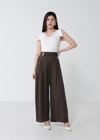 Draped Wide Leg Maxi With Belt Long Pant DJ275