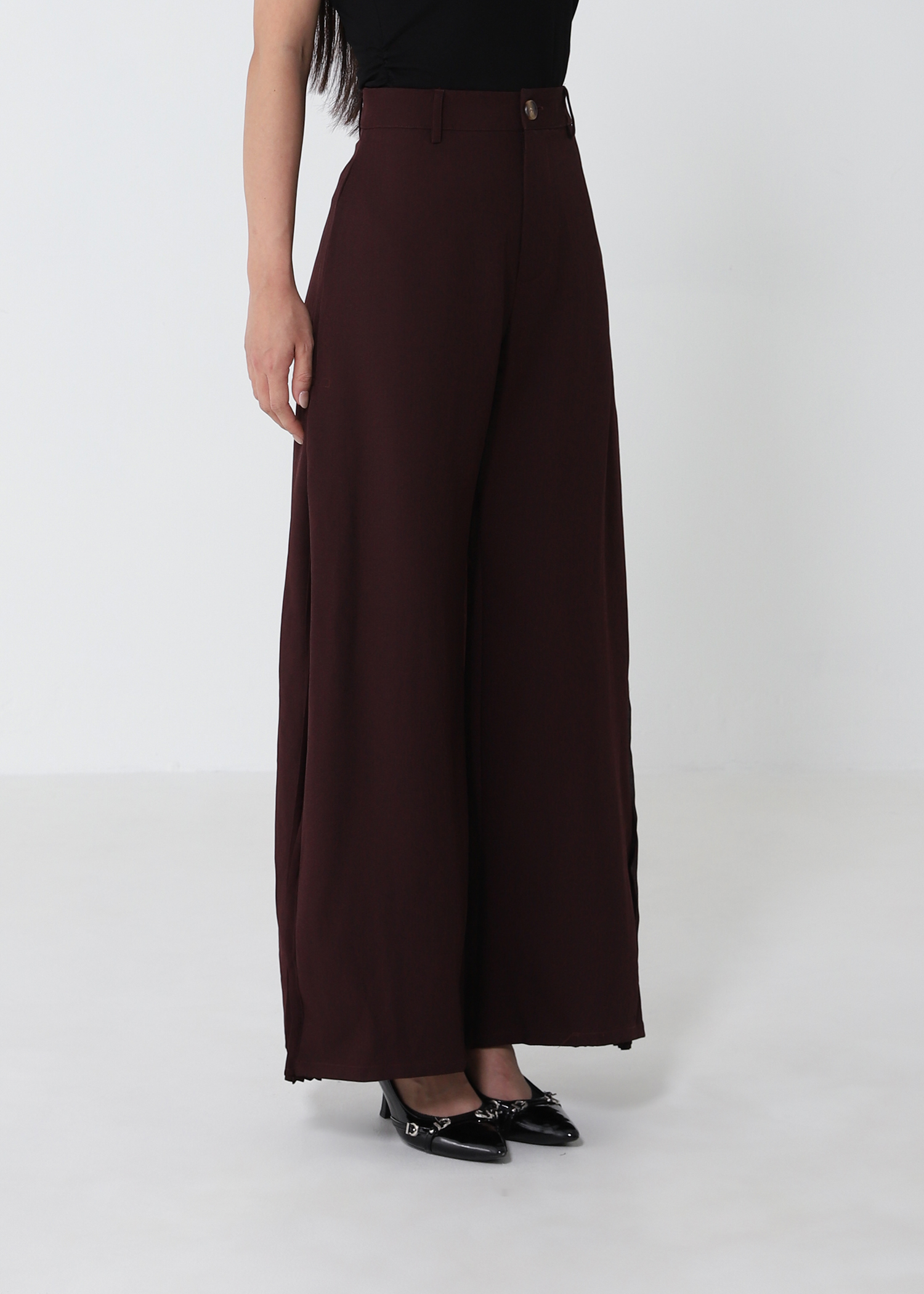 Pleated Panel Wide-Leg Long Pants DJ279