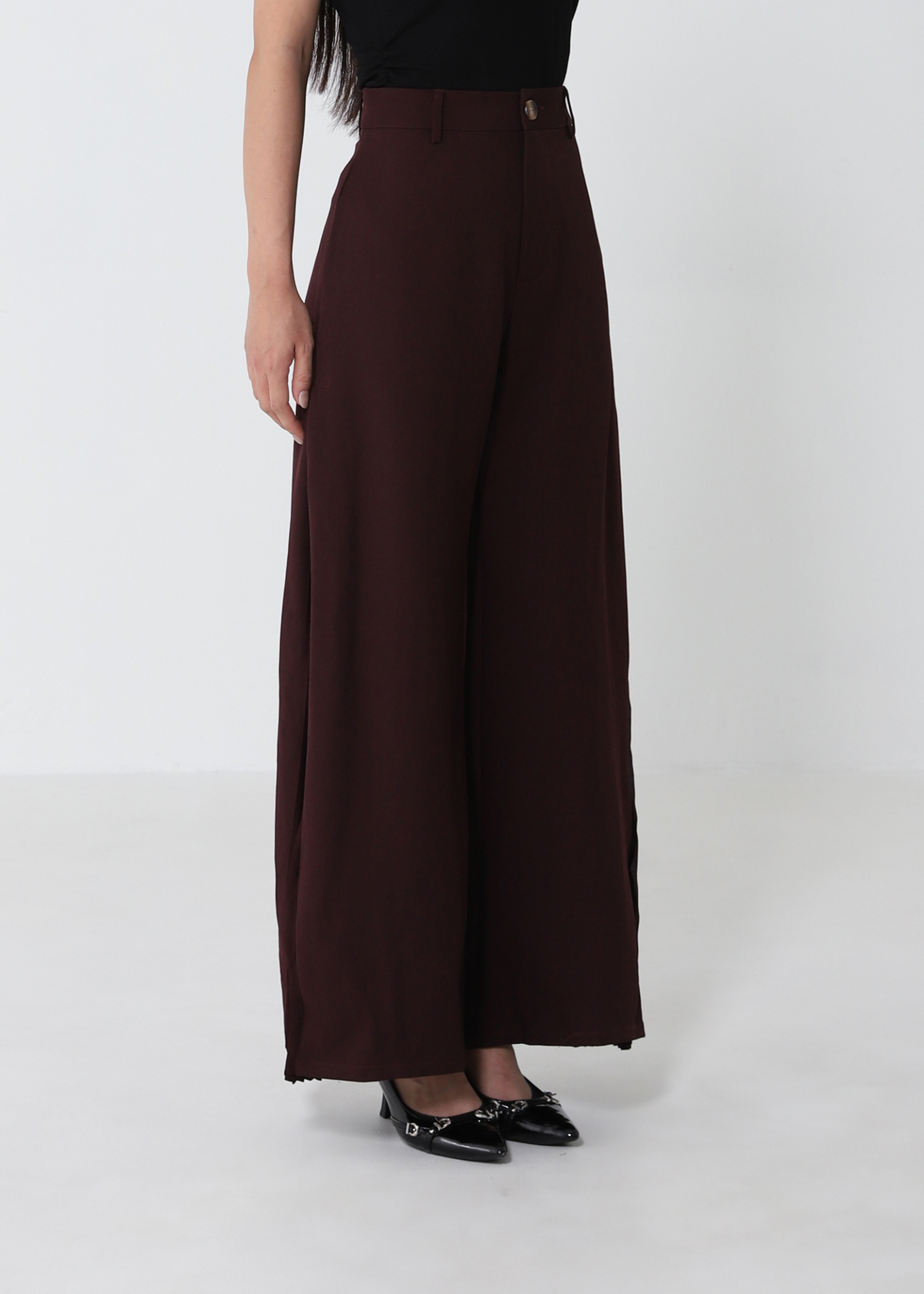 Pleated Panel Wide-Leg Long Pants DJ279