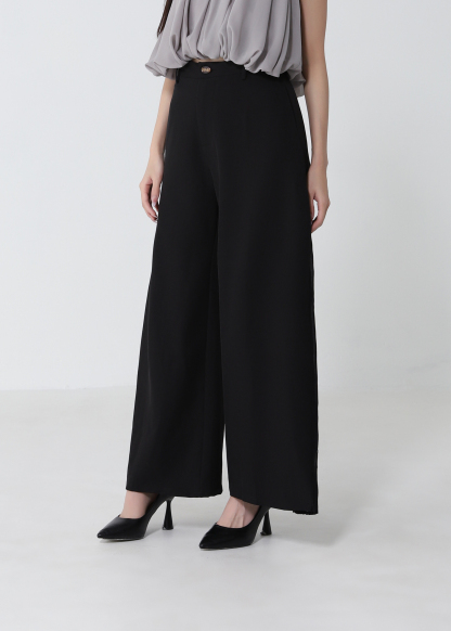 Pleated Panel Wide-Leg Long Pants DJ279