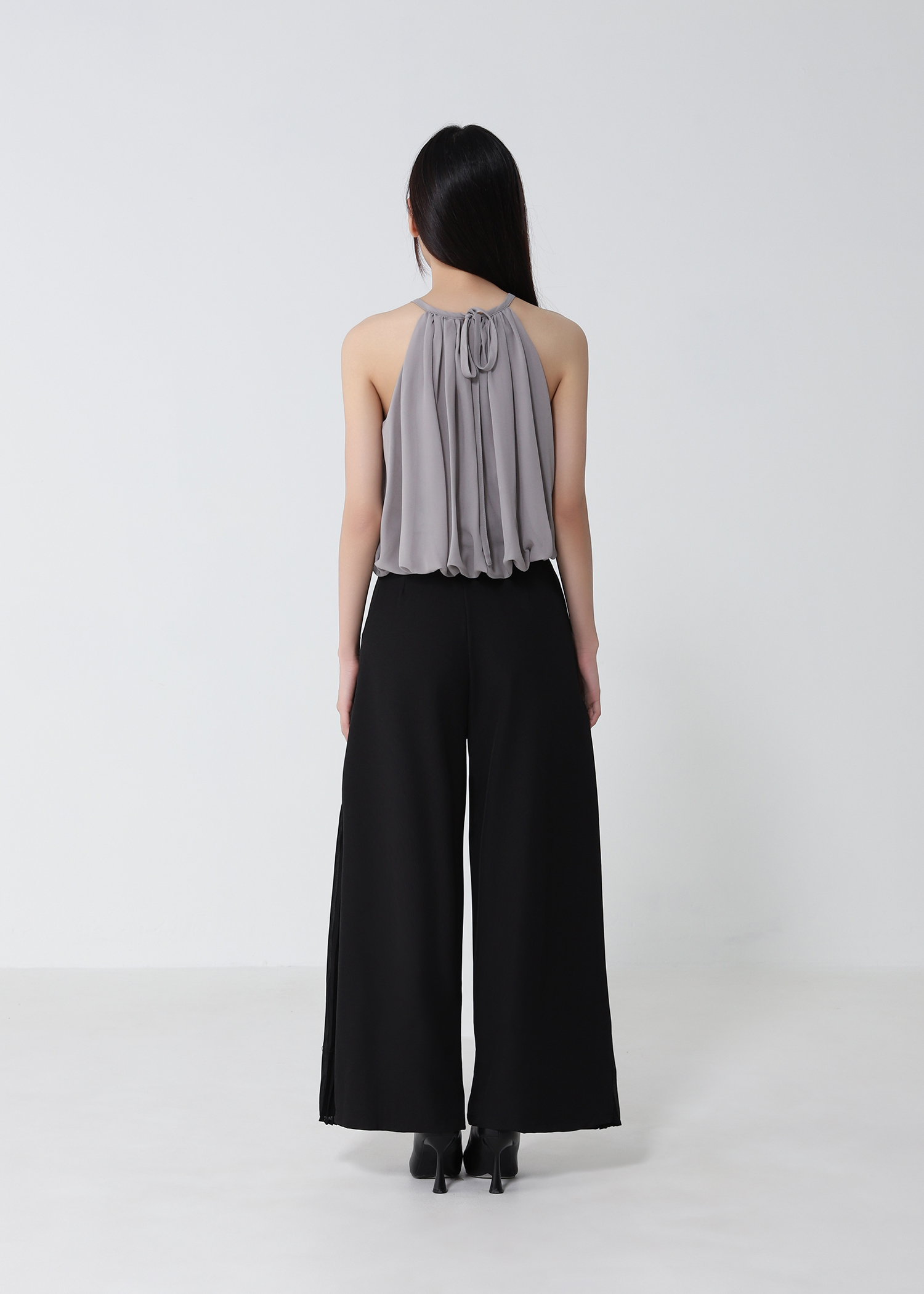 Pleated Panel Wide-Leg Long Pants DJ279