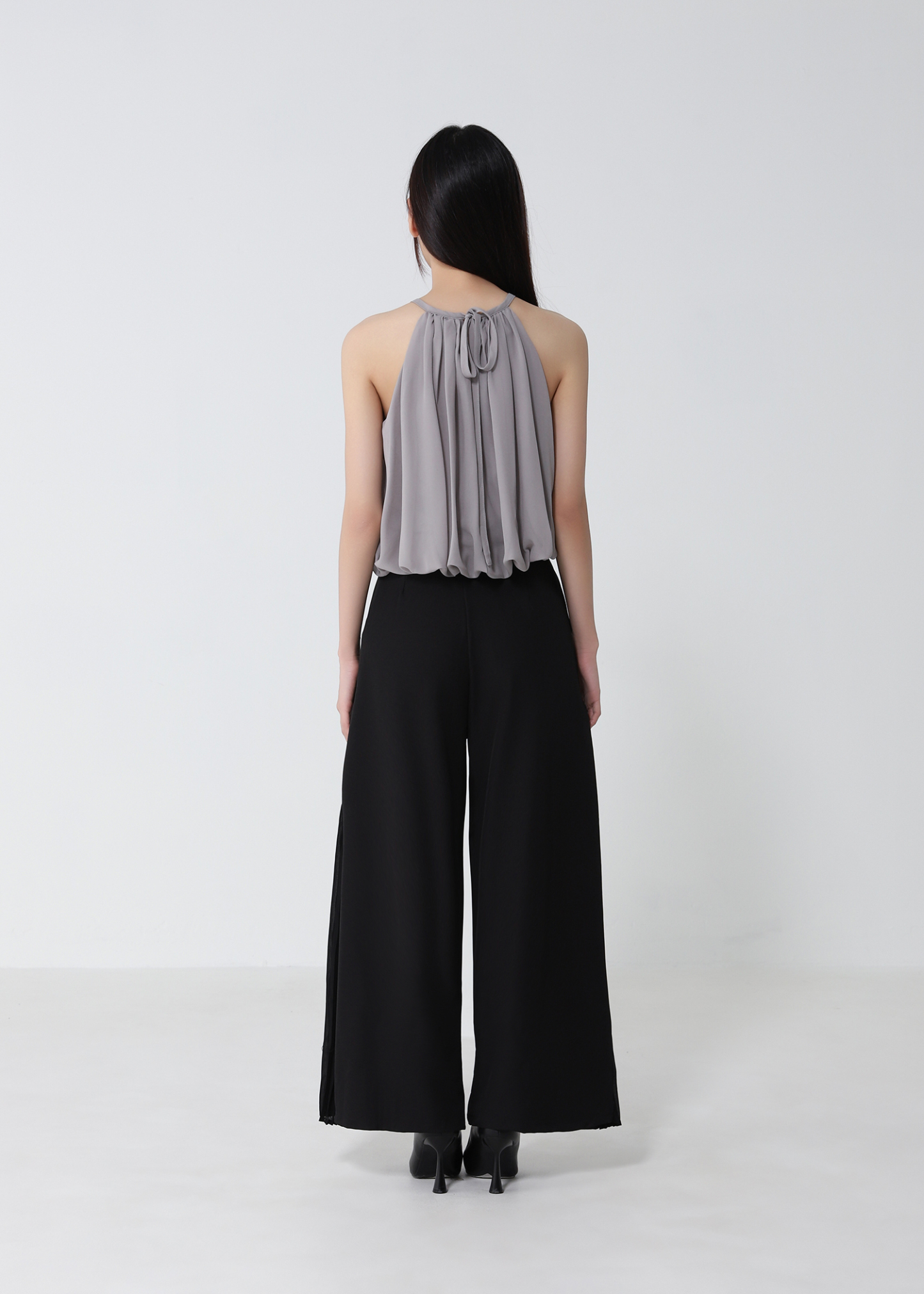 Pleated Panel Wide-Leg Long Pants DJ279