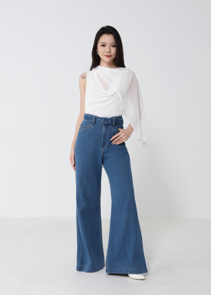Draped Scarf-Neck Sleeveless Top DJ289