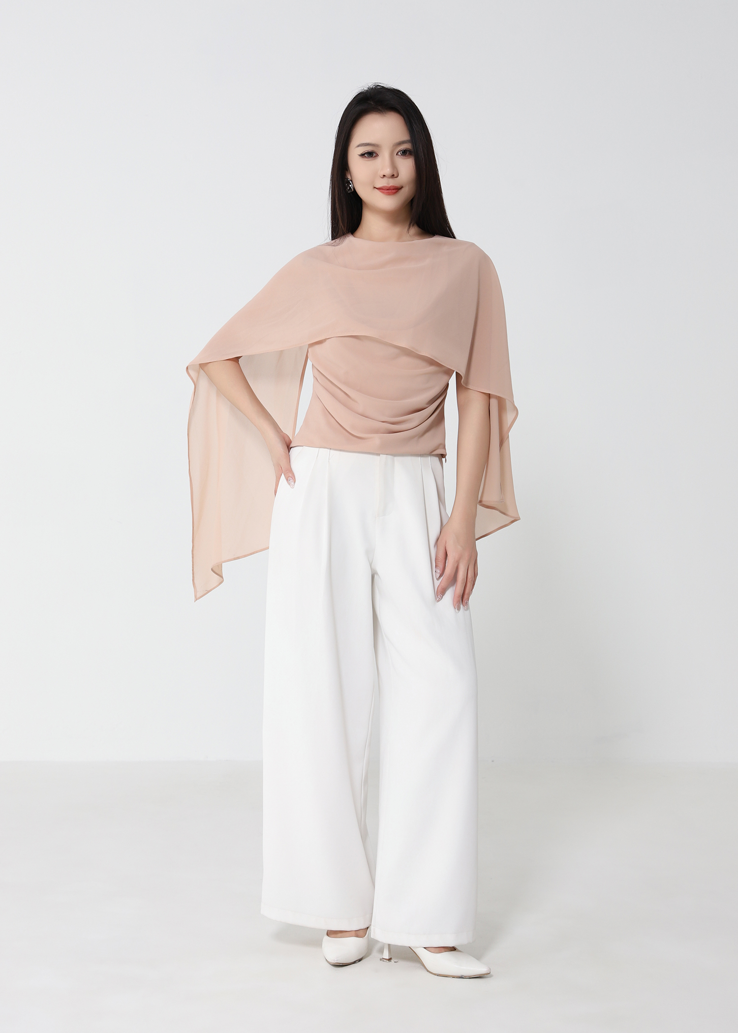 Draped Scarf-Neck Sleeveless Top DJ289