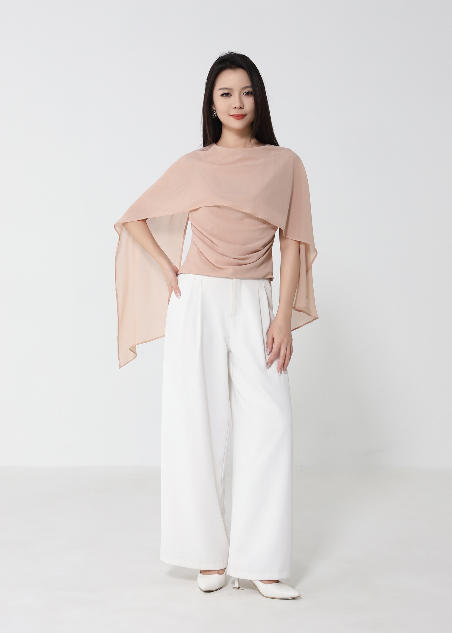 Draped Scarf-Neck Sleeveless Top DJ289