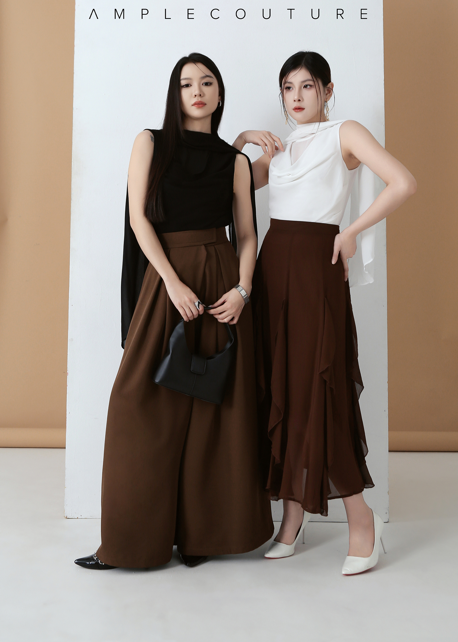Draped Scarf-Neck Sleeveless Top DJ289