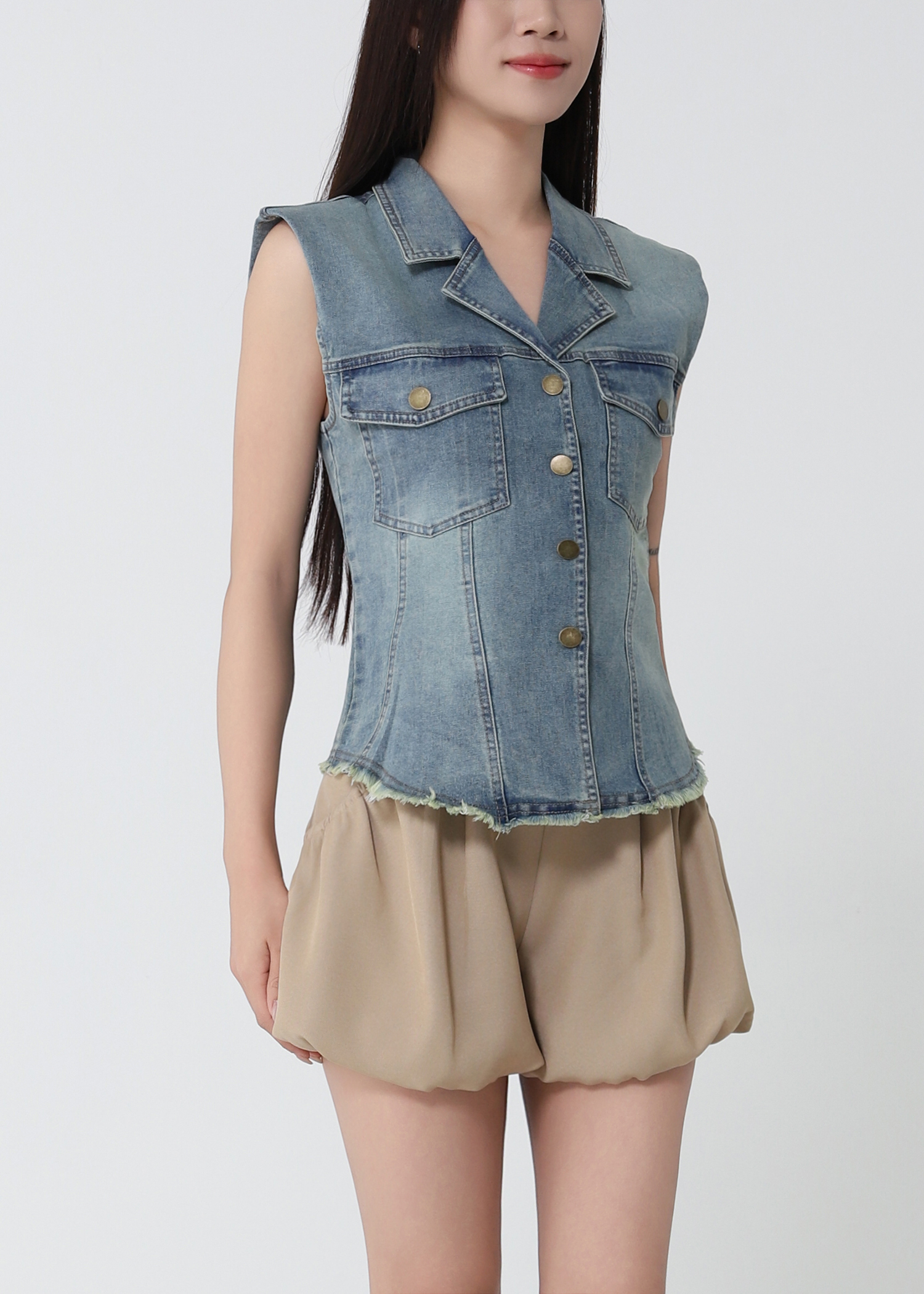 Button Up Denim Vest DJ300