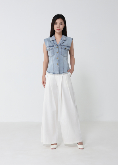 Button Up Denim Vest DJ300
