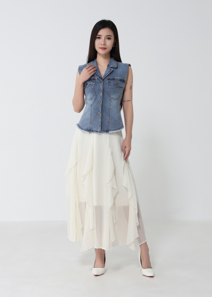 Button Up Denim Vest DJ300