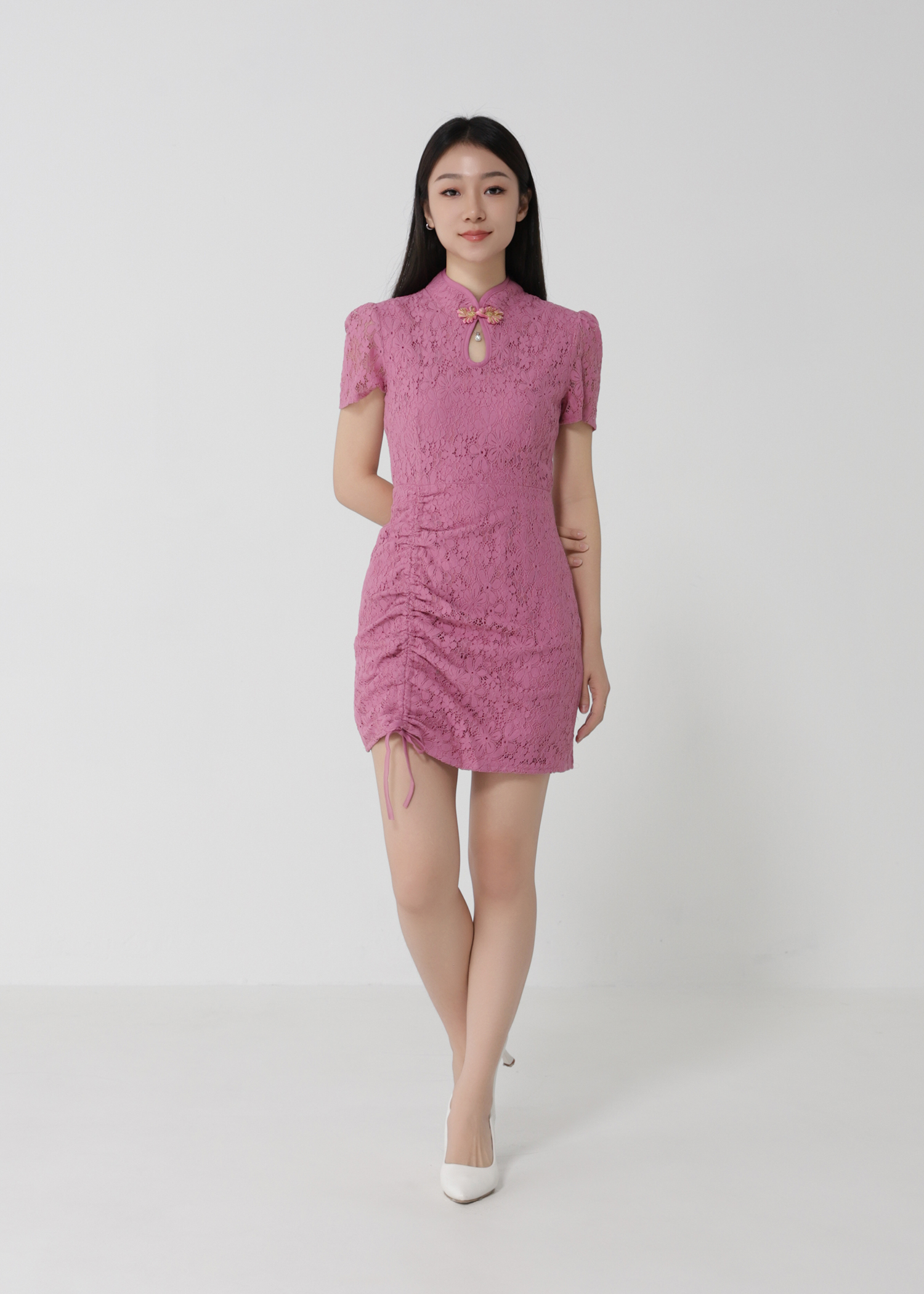Short Sleeve Back Zip Dress 30296