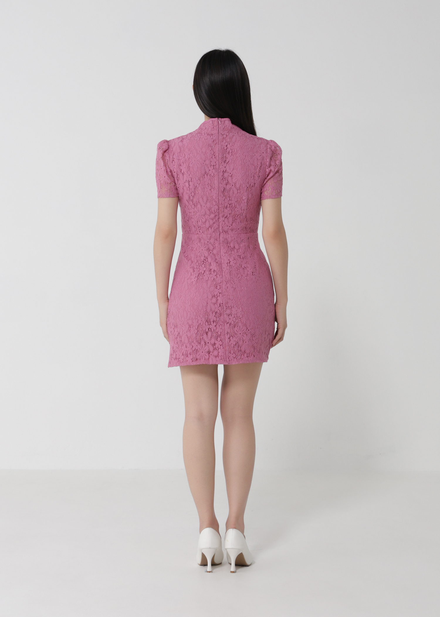 Short Sleeve Back Zip Dress 30296