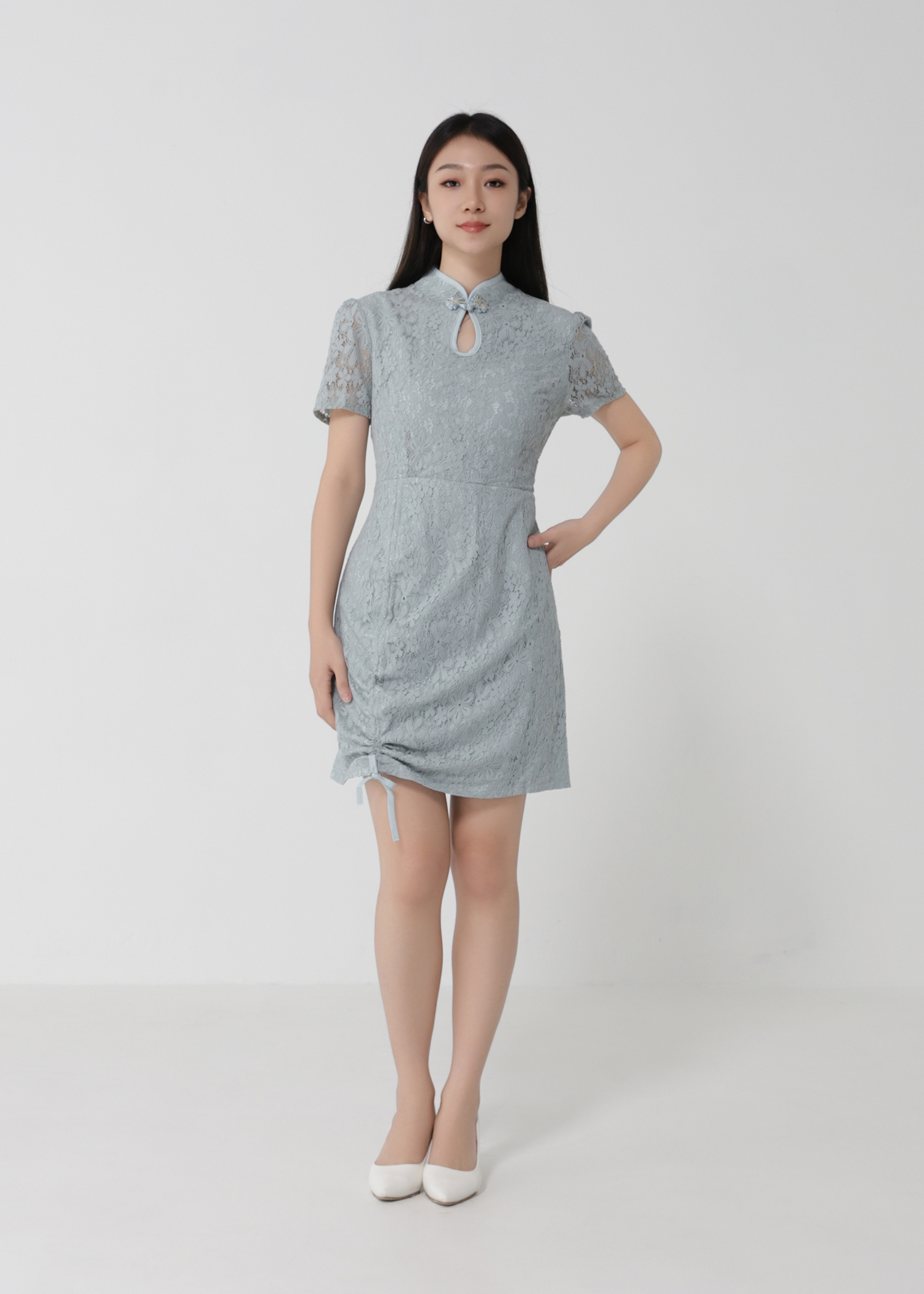 Short Sleeve Back Zip Dress 30296