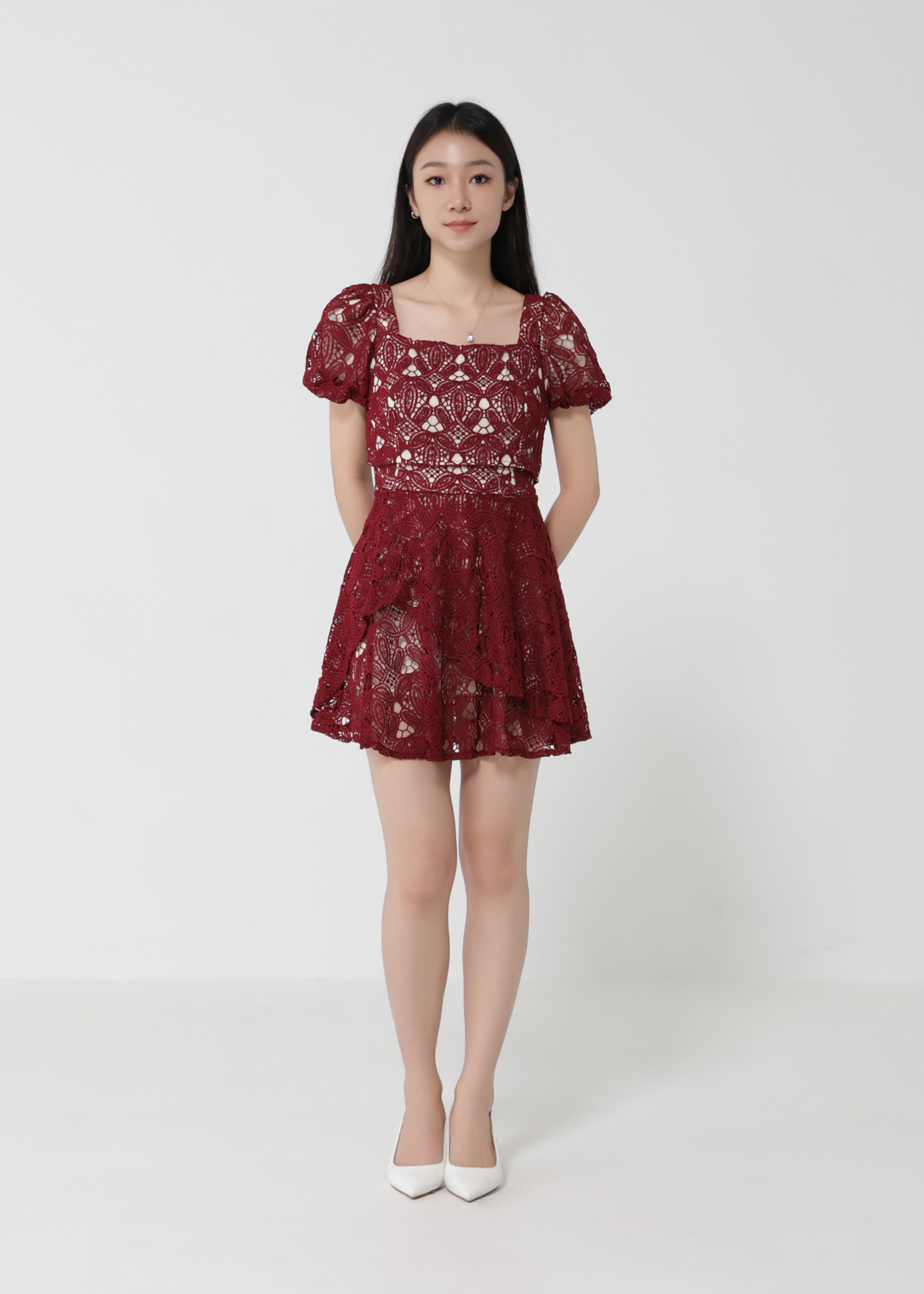 Short Sleeve Back Zip Square Neck Dress 30857 – AMPLE COUTURE