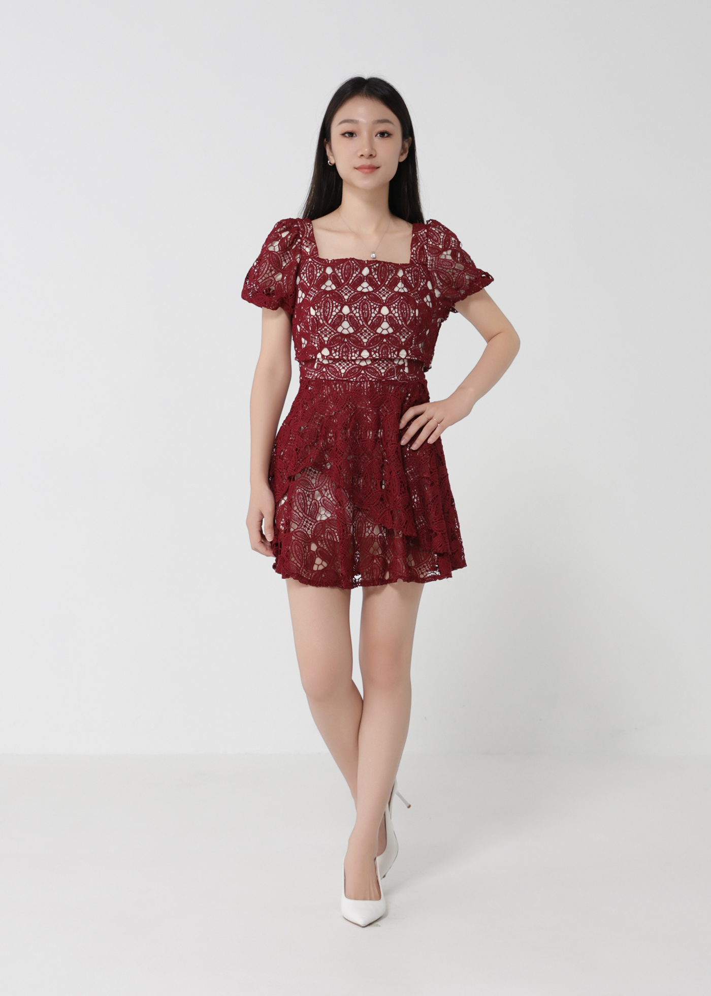 Short Sleeve Back Zip Square Neck Dress 30857 – AMPLE COUTURE
