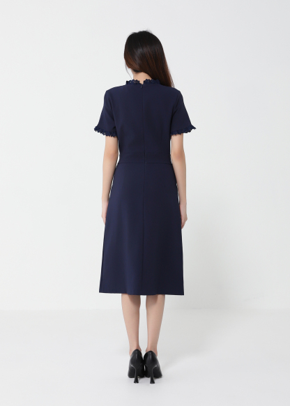 Short Sleeve Front Decorative Button Dress 40988