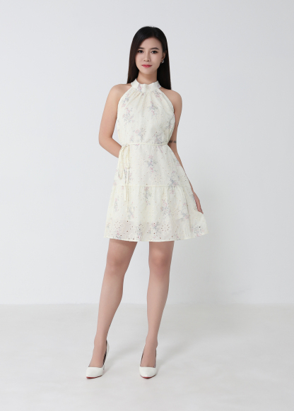 Vintage Floral Halter Midi Dress 53467