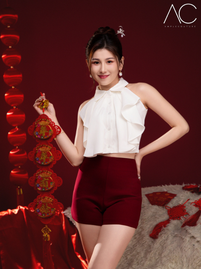 High Waist Back Zip Short Pants AC625