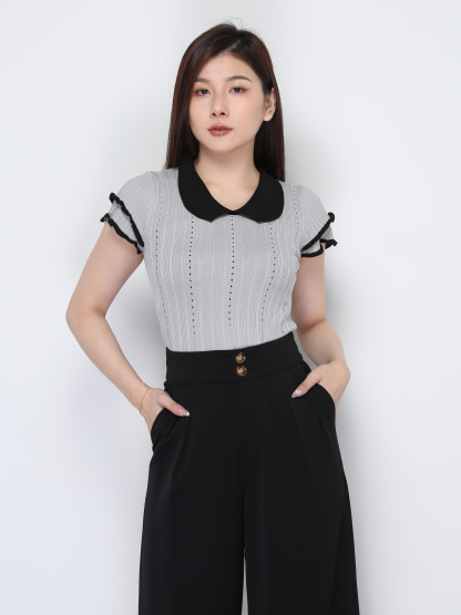 Knitted Short Sleeve Top 39055