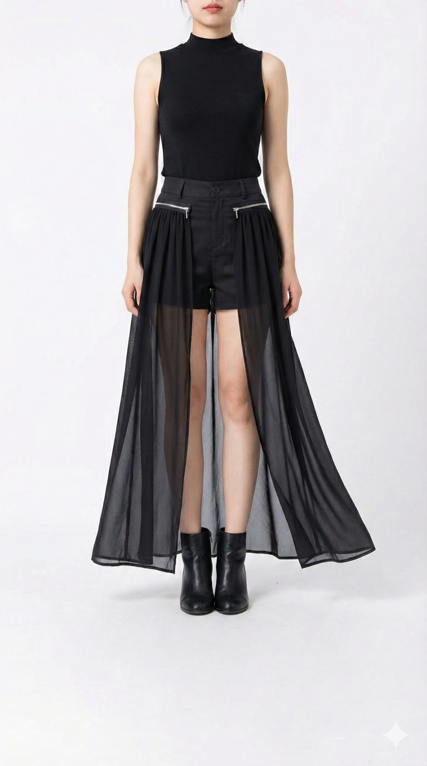 [PREORDER] High Waist With Net Skirt Pants 47314