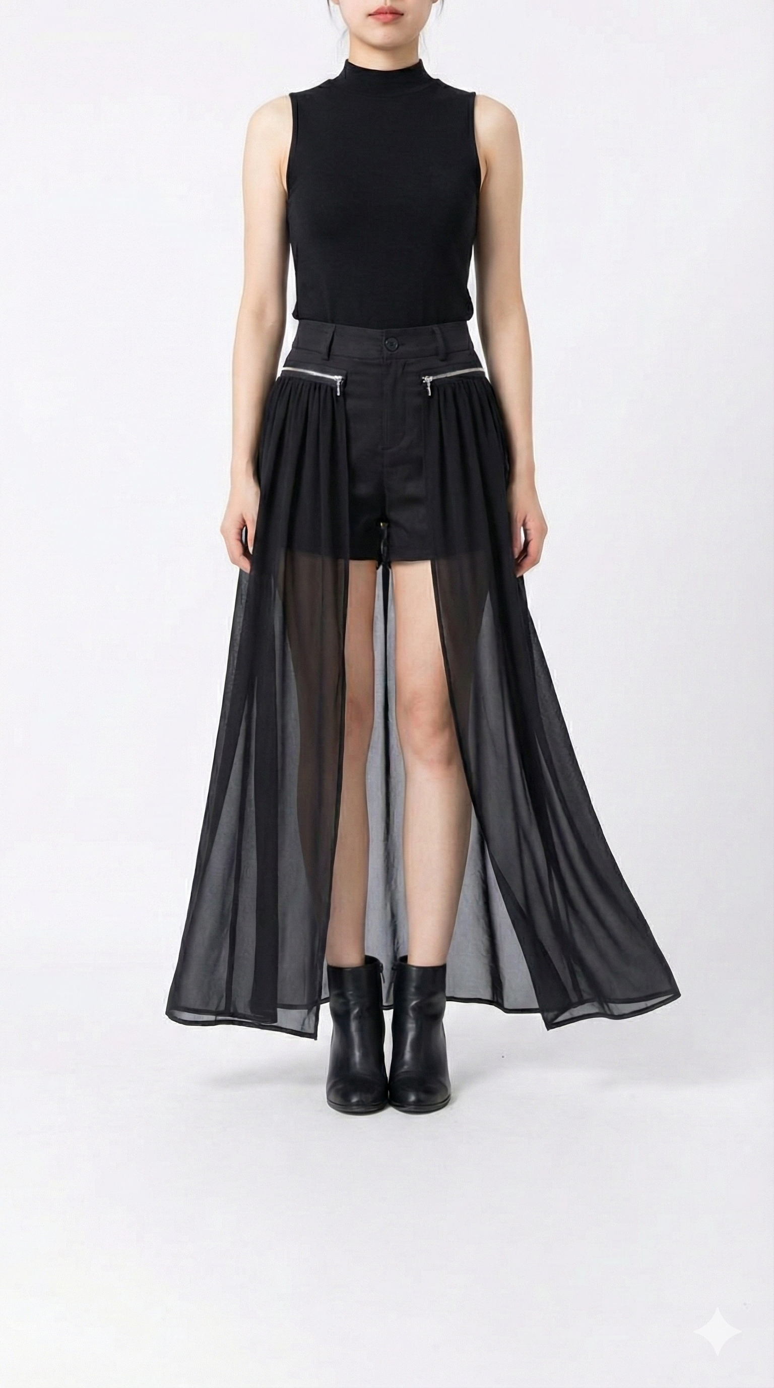 [PREORDER] High Waist With Net Skirt Pants 47314