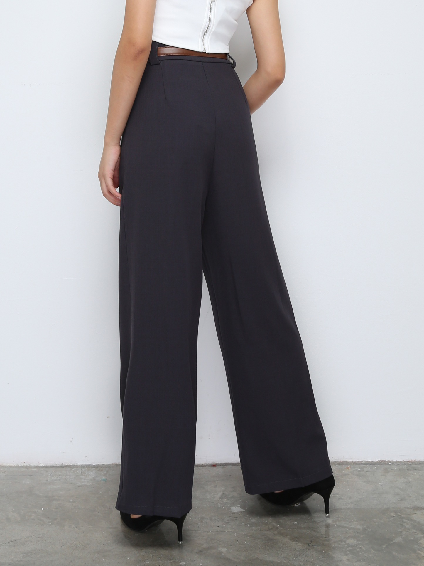 Formal High Waist Side Pocket With Belt Long Pants 30998