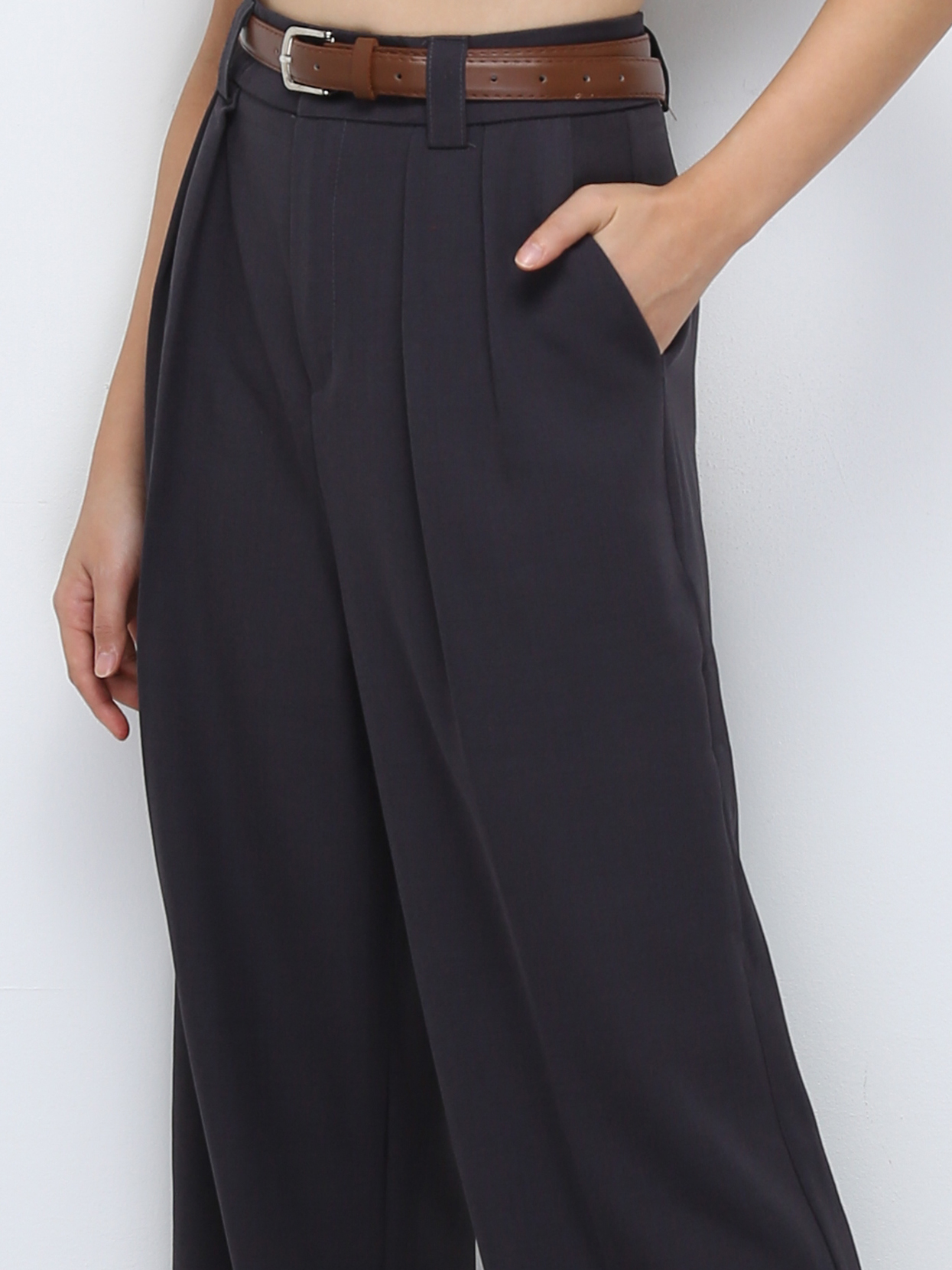 Formal High Waist Side Pocket With Belt Long Pants 30998