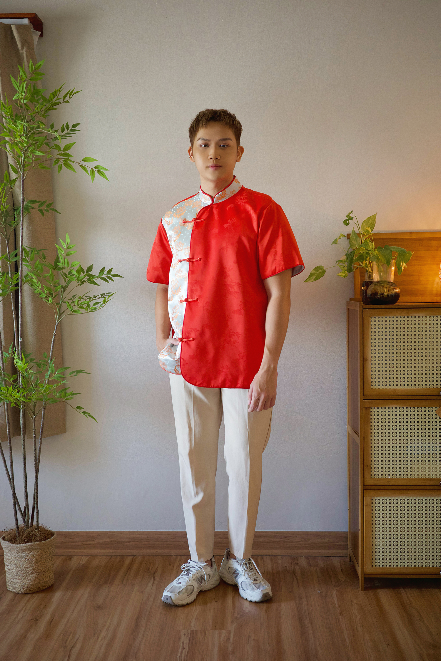 Two-Tone Mandarin Shirt - Boy AC337