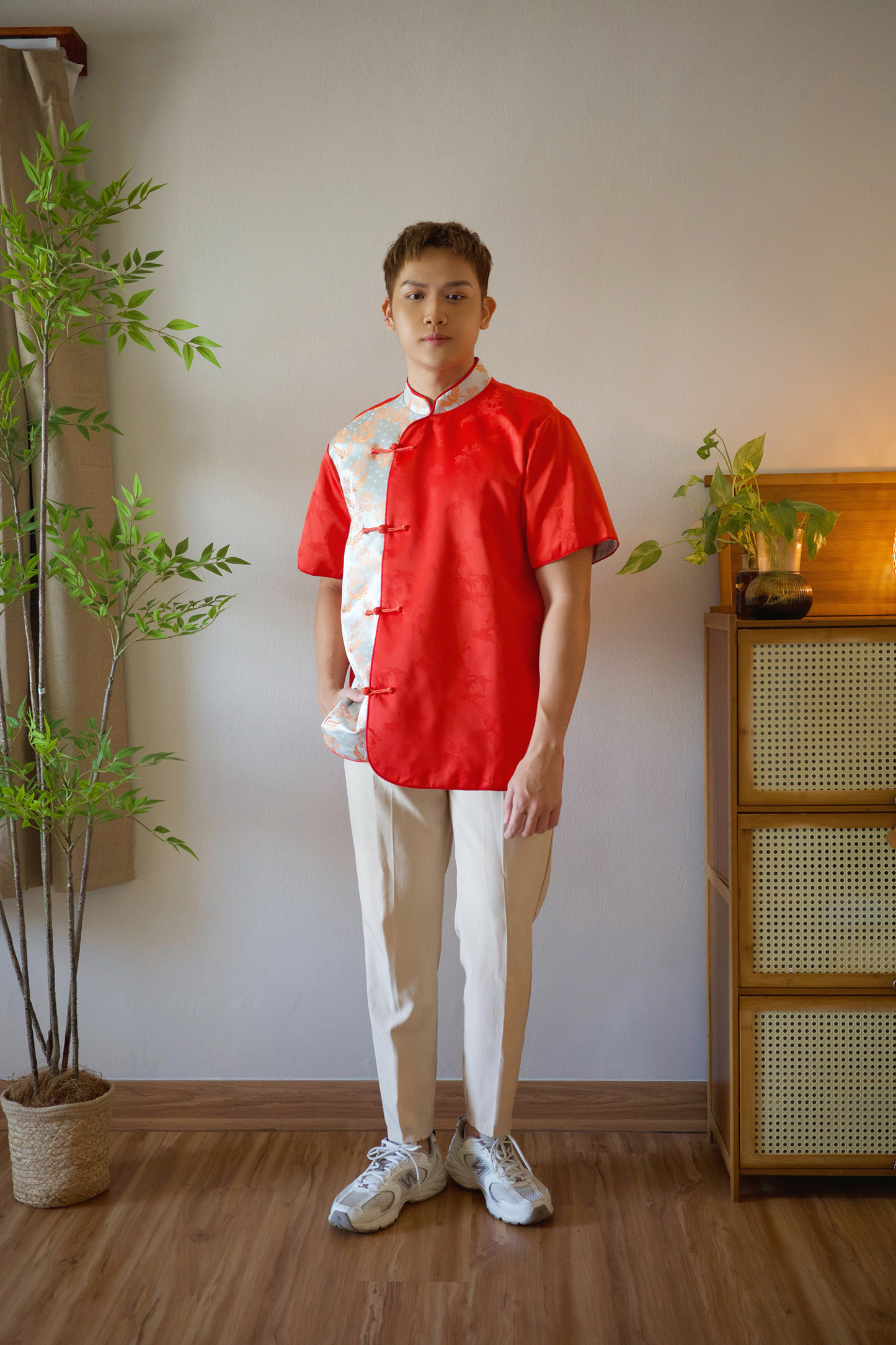Two-Tone Mandarin Shirt - Boy AC337