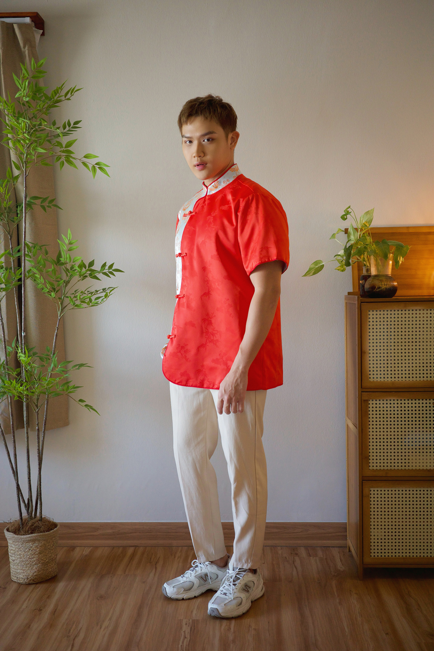 Two-Tone Mandarin Shirt - Boy AC337