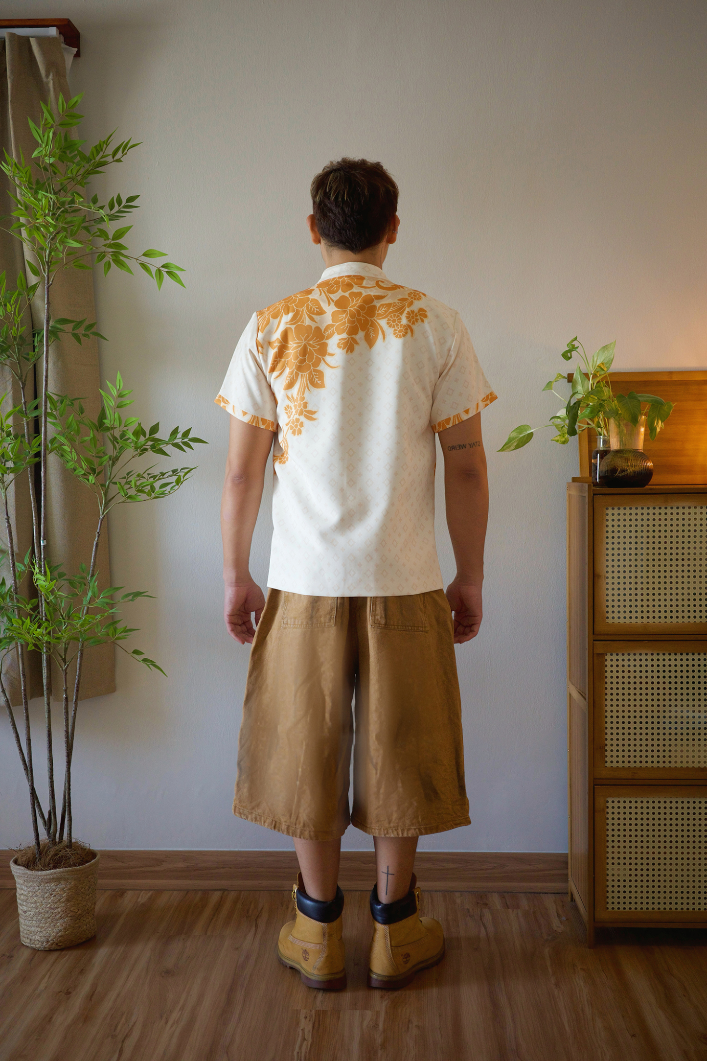 Batik Print mandarin Shirt Top - Men AC343