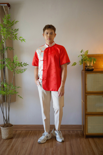 Two-Tone Mandarin Shirt - Boy AC337
