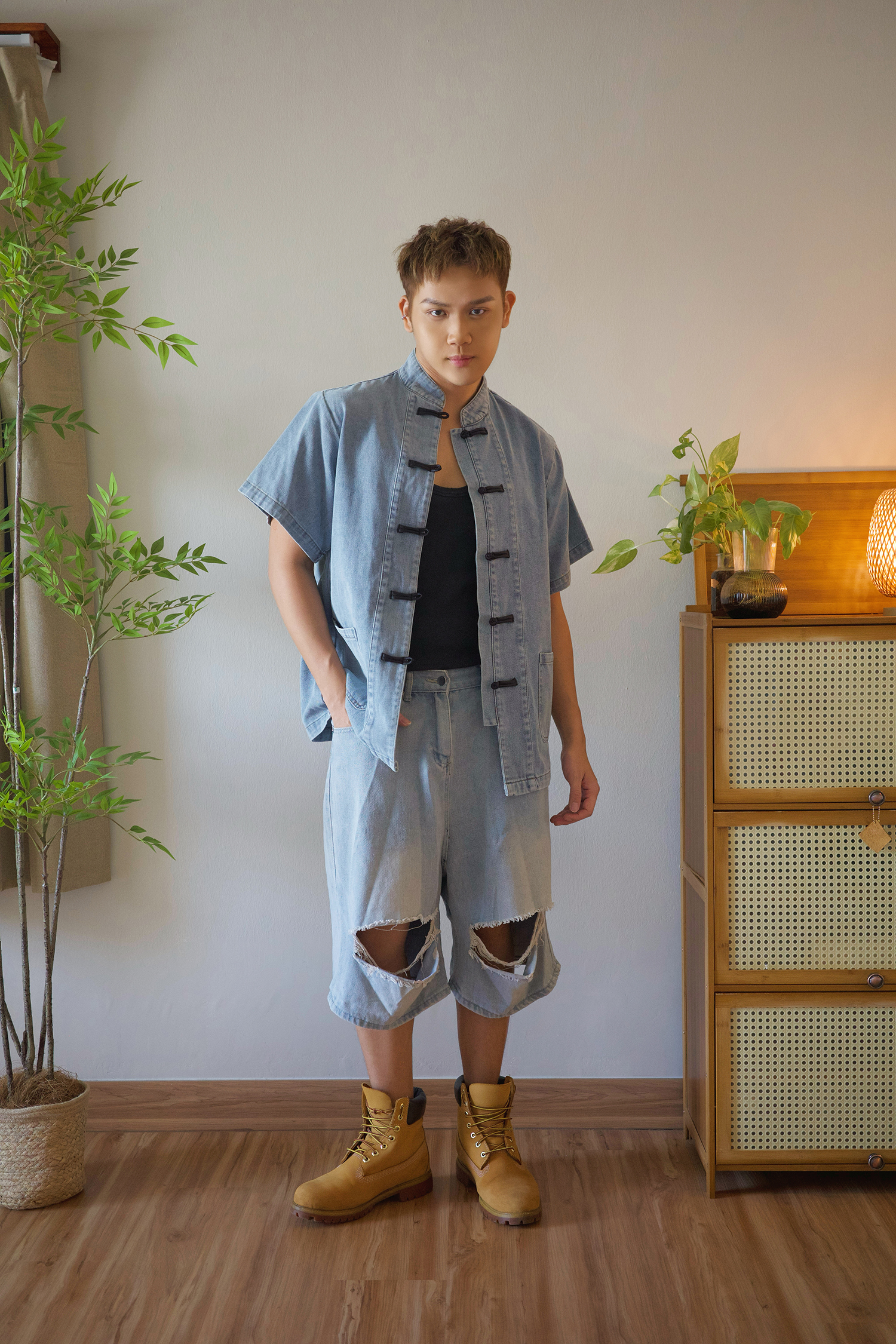 Denim Knot Button Shirt - Male Adult AC860