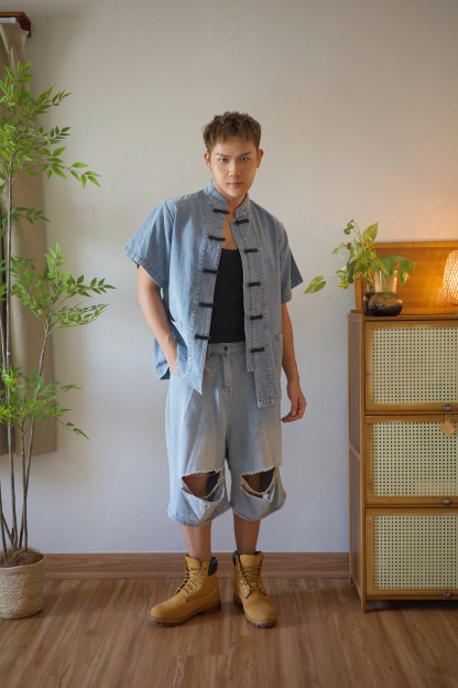 Denim Knot Button Shirt - Male Adult AC860