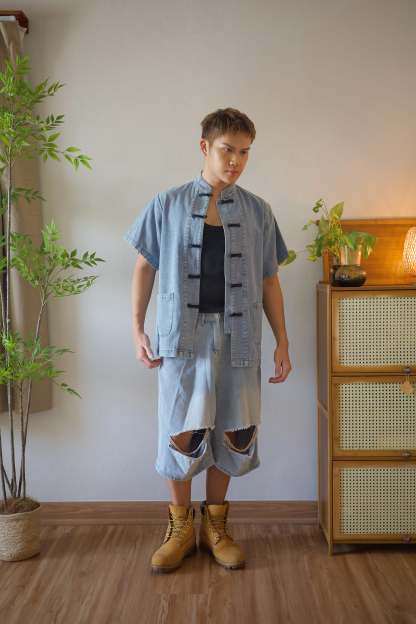 Denim Knot Button Shirt - Male Adult AC860