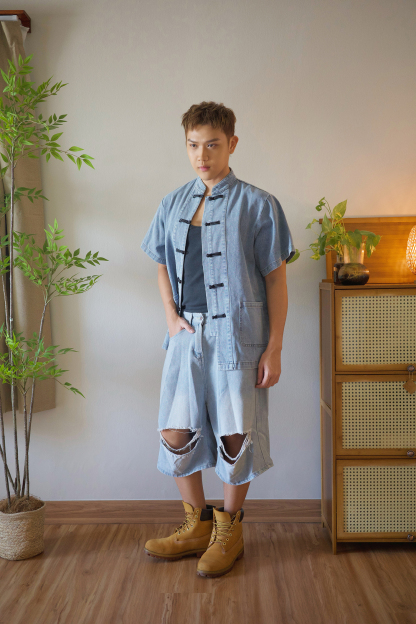 Denim Knot Button Shirt - Male Adult AC860