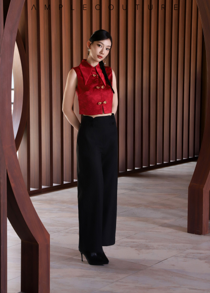 High Waist Chinese Button Long Pants AC229