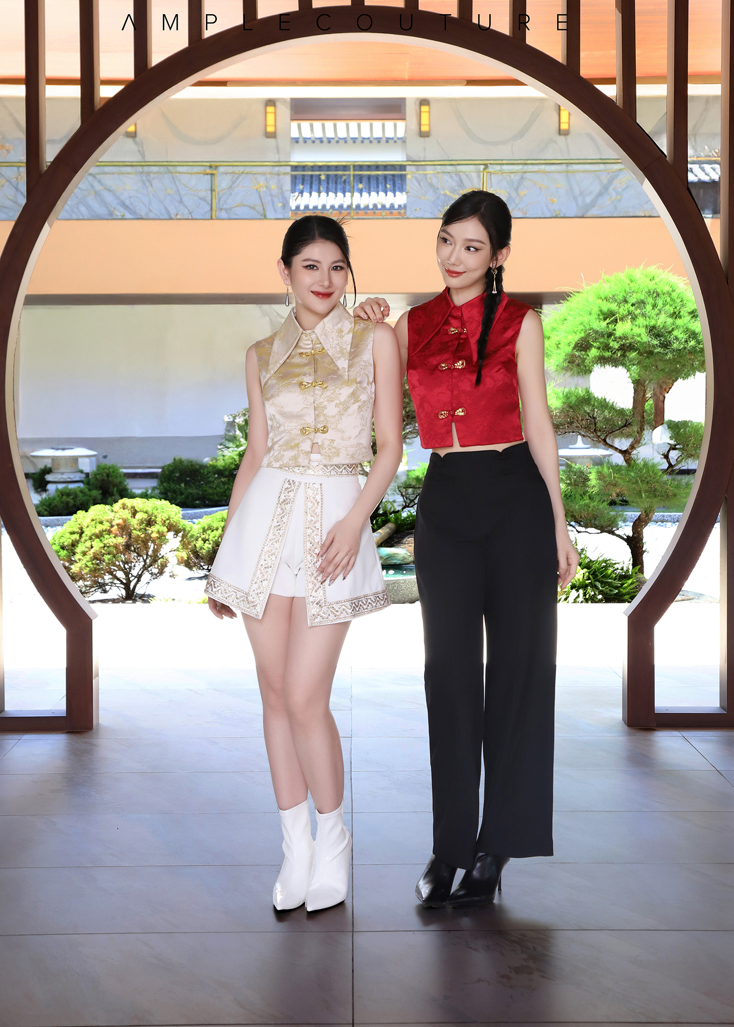 High Waist Chinese Button Long Pants AC229