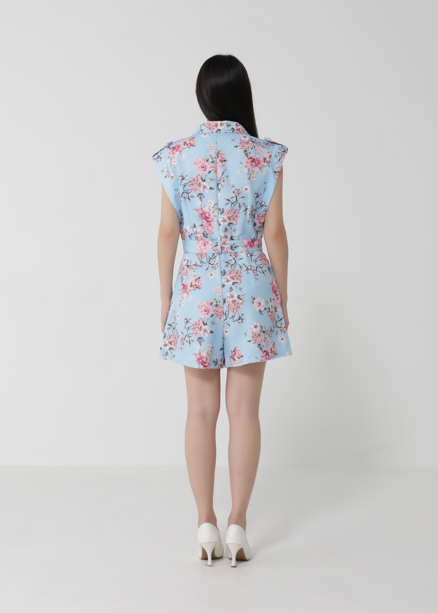 Sleeveless Floral Jumpsuit With Belt 30415