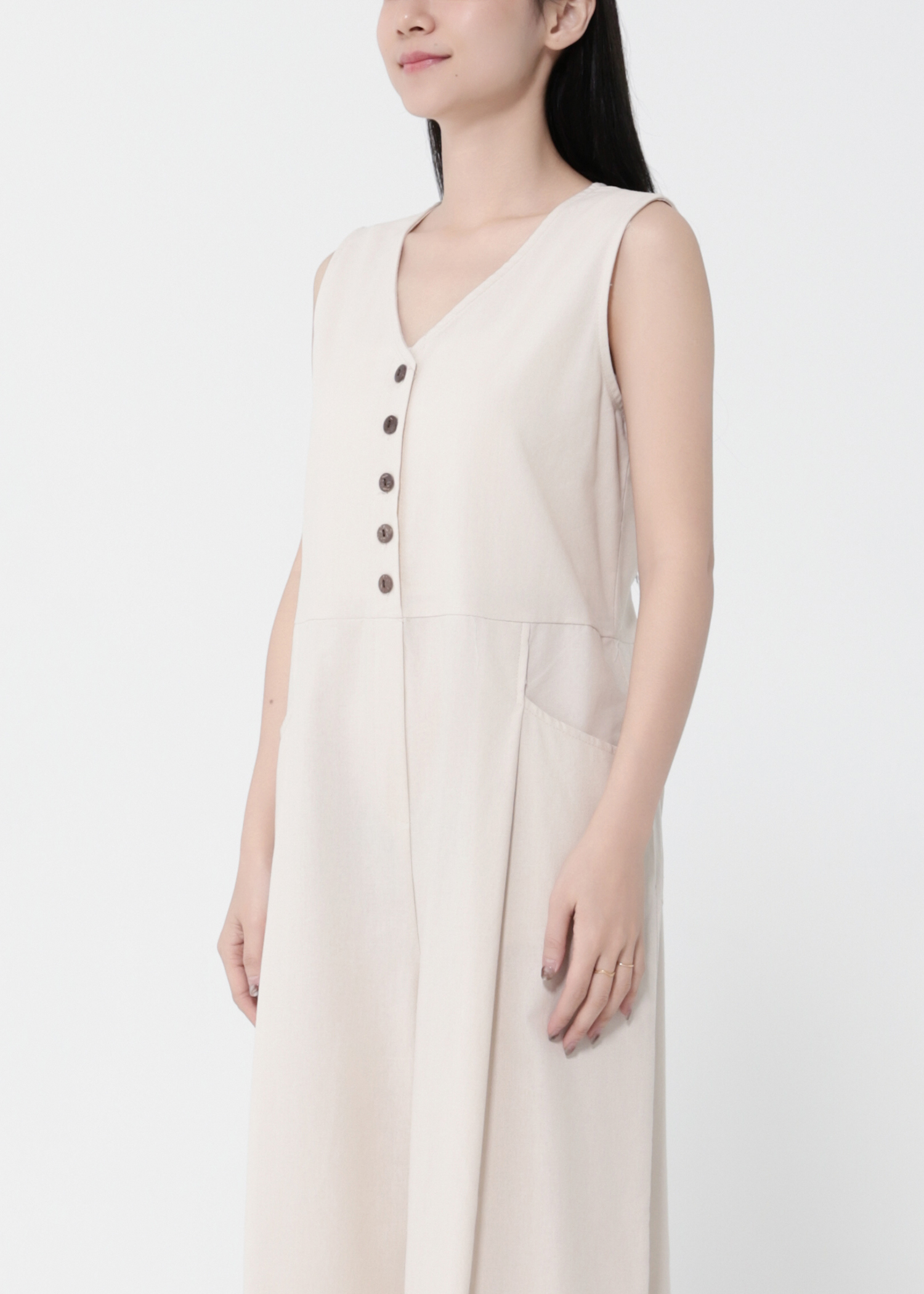 Sleeveless Front Button V Neck Jumpsuit 40435