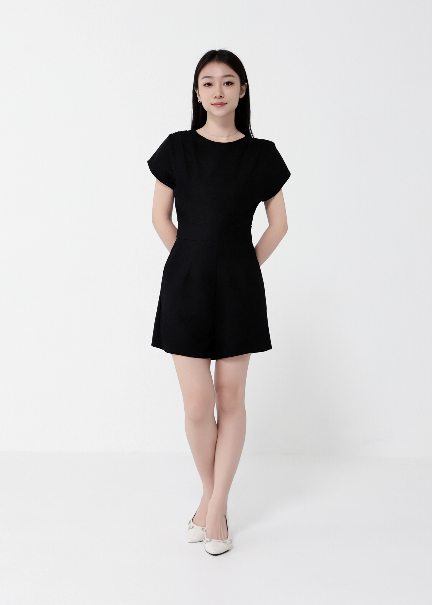 Short Sleeve Back Zip Jumpsuit 40611