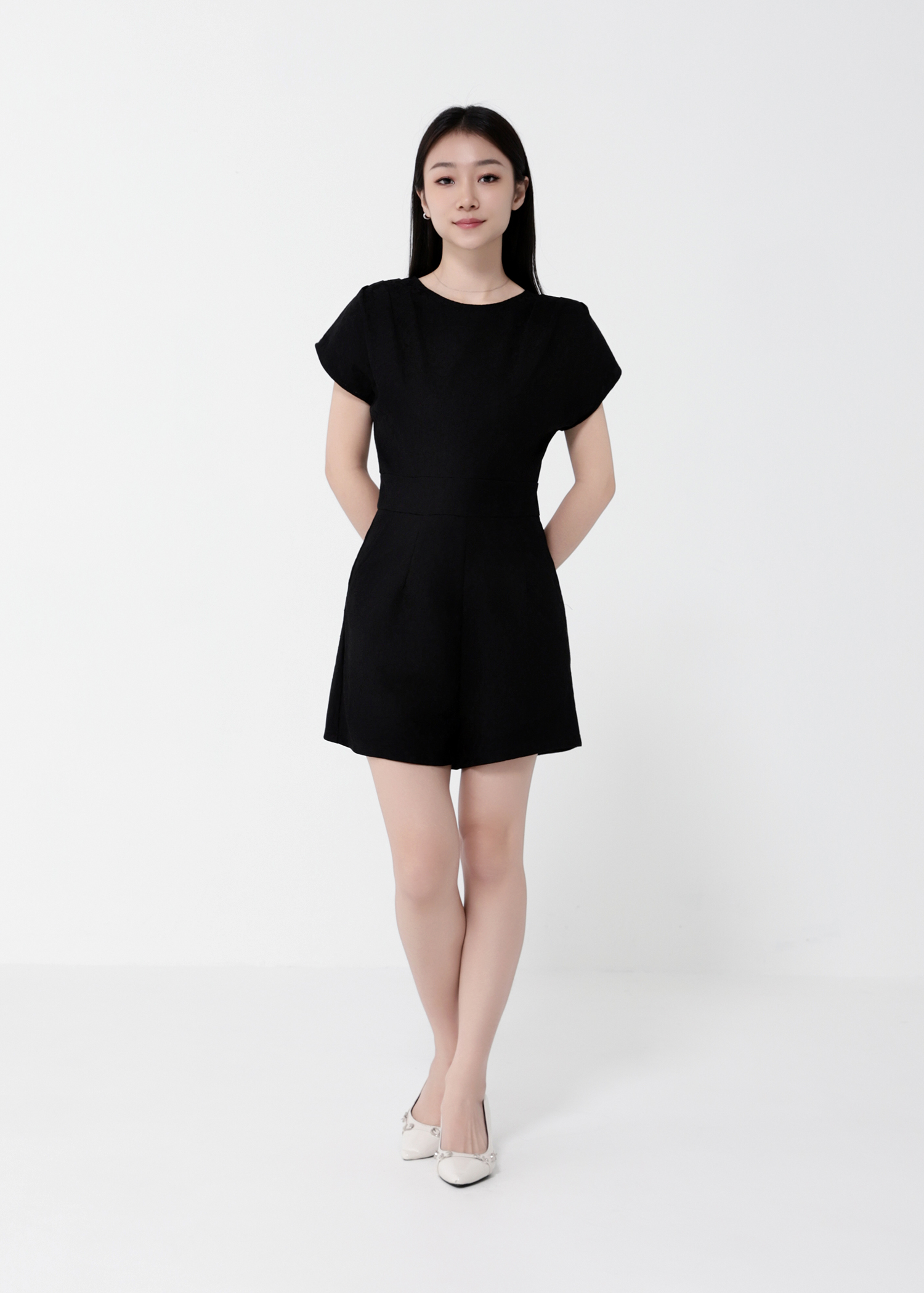 Short Sleeve Back Zip Jumpsuit 40611